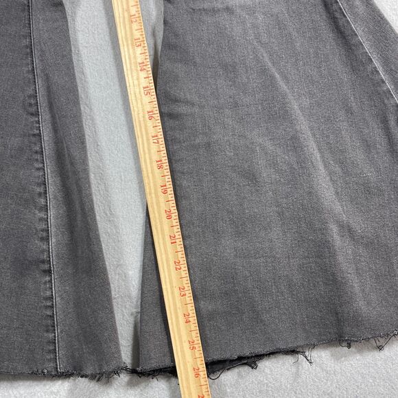 Free People Jeans Women 28 Gray Denim Flare Raw Hem High Waist Wide Bell Bottoms - Picture 3 of 11